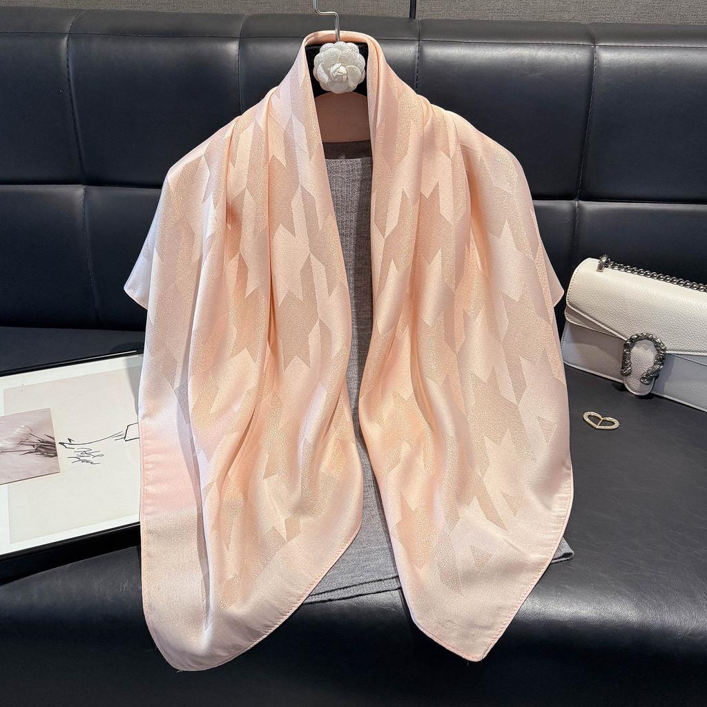 Fashion 90 Square Scarf Women'S Thousand Bird Grid Scarf Middle Eastern Headscarf Versatile Day Silk Cotton Silk Scarf Retro