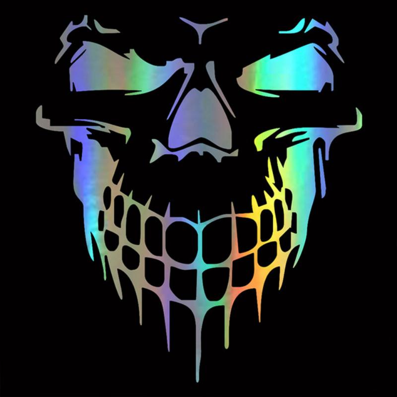 Наклейка на автомобиль Съемная Водонепроницаемая Цветная Лазерная 3D Череп Виниловая ПЭТ Наклейка Наклейка Авто Внешний Стайлинг Декоративные Аксессуары