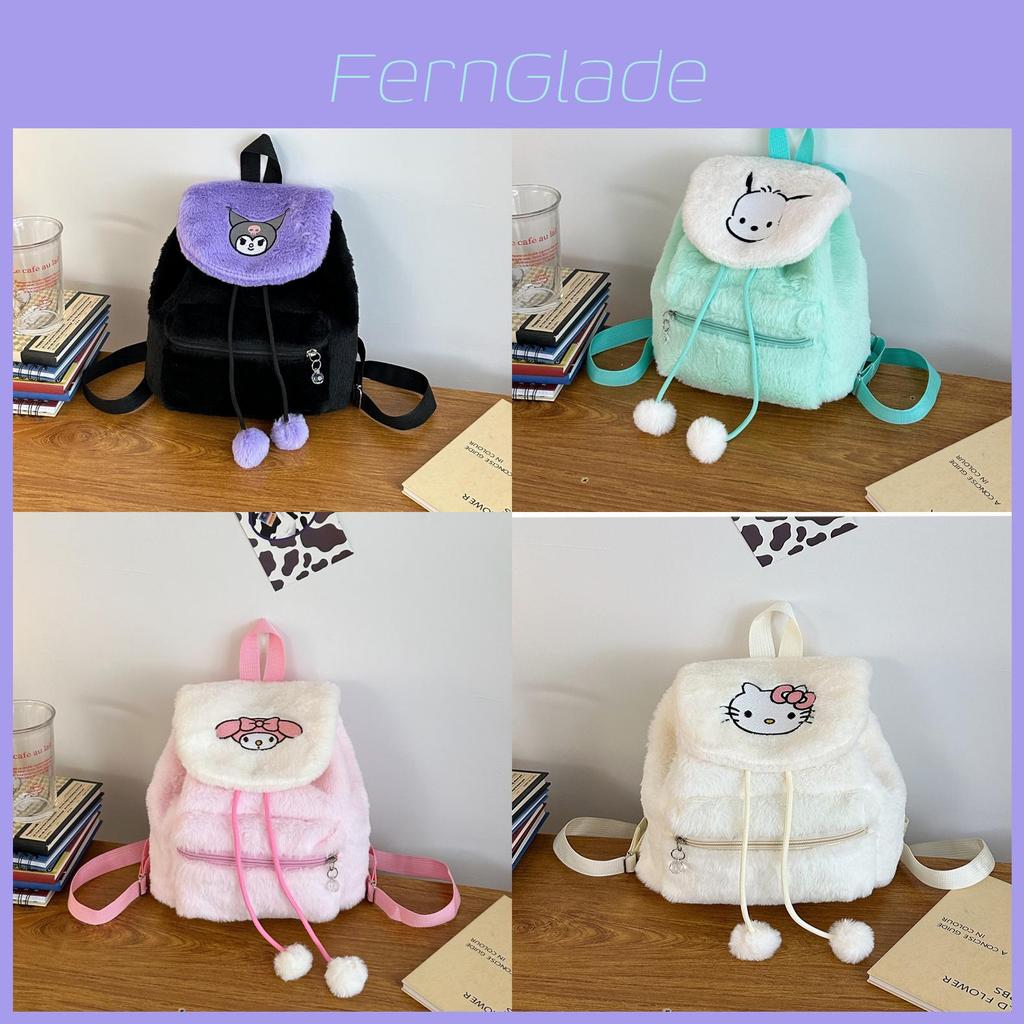 My Melody Kuromi Cartoon Double Backpack With Drawstring Closure For Girls And Teens