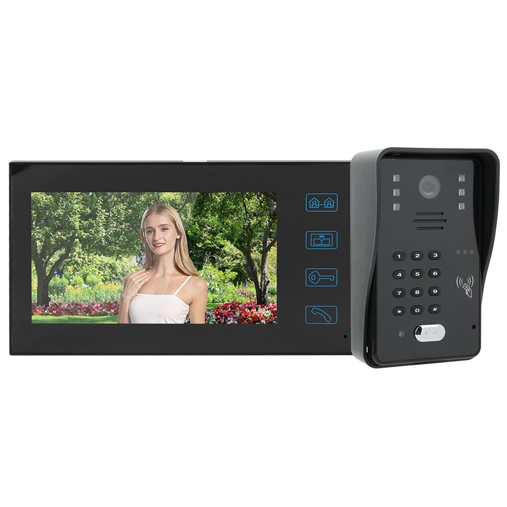 7-дюймовый TFT LCD дверной звонок с дистанционным управлением, паролем, картой, видеодомофоном, водонепроницаемым домофоном