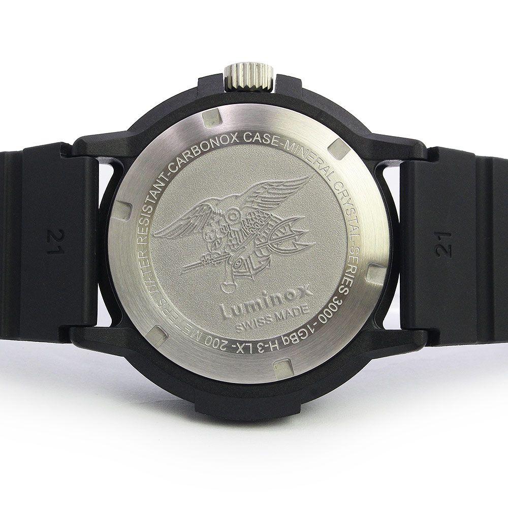Used Luminox 3003.EVO.S Original Navy SEALs EVO 3000 Series Quartz Carbon Stainless Steel Black Blue Watch Silver Hardware With Box (Mint Condition)