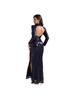 Elegant Navy Blue Sequin Long Sleeve High Neck Backless Evening Gown