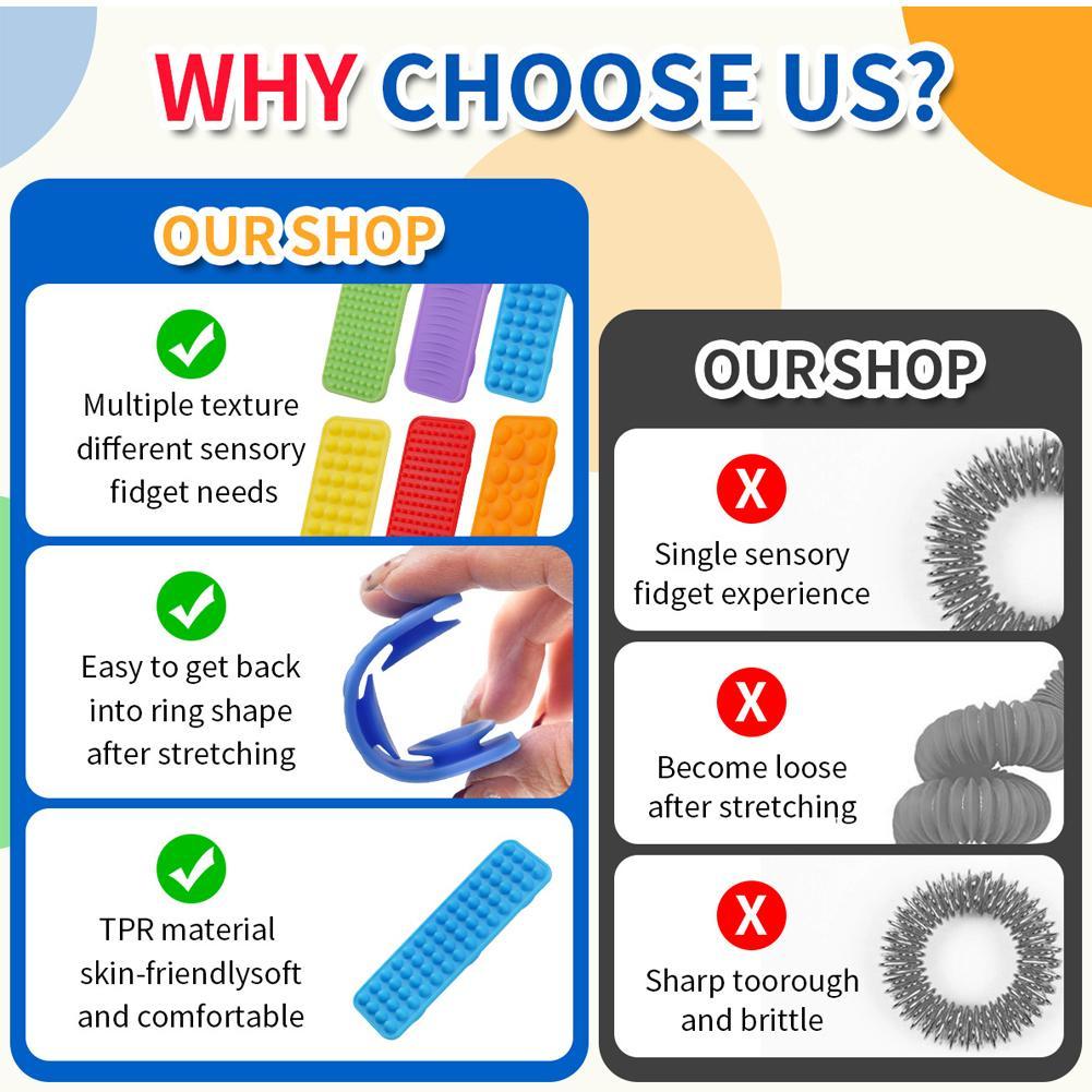 Разнообразие текстур Прочный Упругий Игрушка для снятия стресса Сенсорные полоски Силикон Безопасный Для кожи Сенсорная полоска