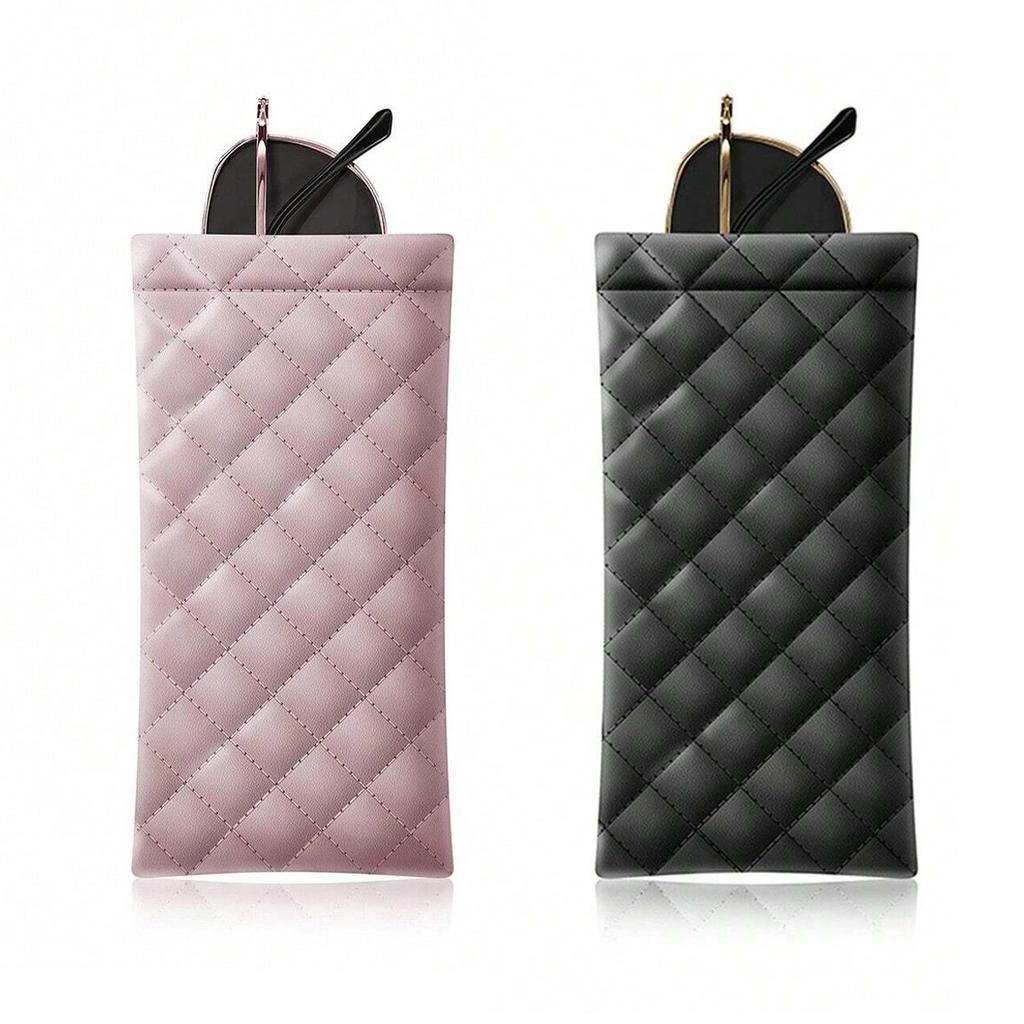 Portable Squeeze Eyeglasses Case - PU Leather Soft Sunglasses Bag Pouch, Pocket Mobile Phone Sunglasses Eyewear Organizer Holder