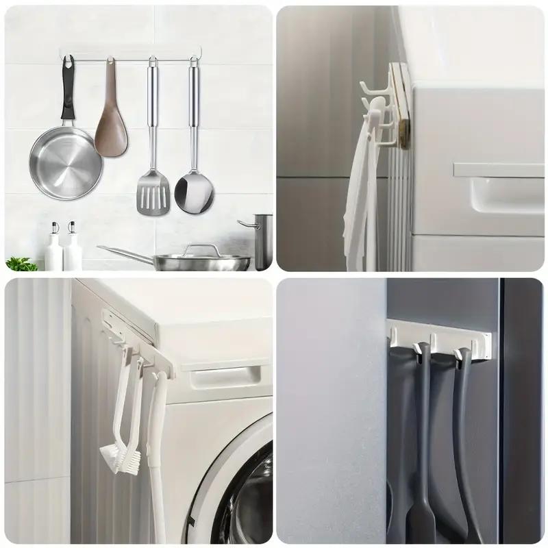 Plastic Wall Mounted Bathroom Kitchen Telescopic Towel Bar Shelf Self-adhesive Rack Paper Roll Holder Hanging Hook Storage Bathroom Supplies
