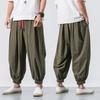 Men Spring Summer Chinese Casual Loose Harem Pants Linen Overweight Sweatpants Trousers