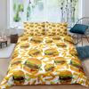 Hamburger Duvet Cover Meat Cheese Fast Food Theme Cartoon Hamburg Pattern Quilt Cover Bedroom Decoration for Children Boys Girls