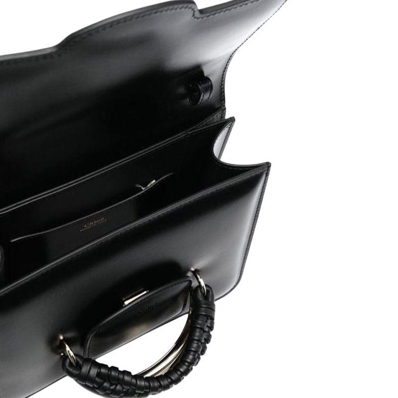Chloe Letter Embossed Crossbody Leather Shoulder Bag Women Bags Black CHC22-US500H27-001