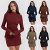 Осенне-весеннее женское платье-футляр облегающего кроя с воротником-стойкой и имитацией кармана, однотонное, с длинными рукавами, для свиданий, шопинга, поездок на работу, мини-платье