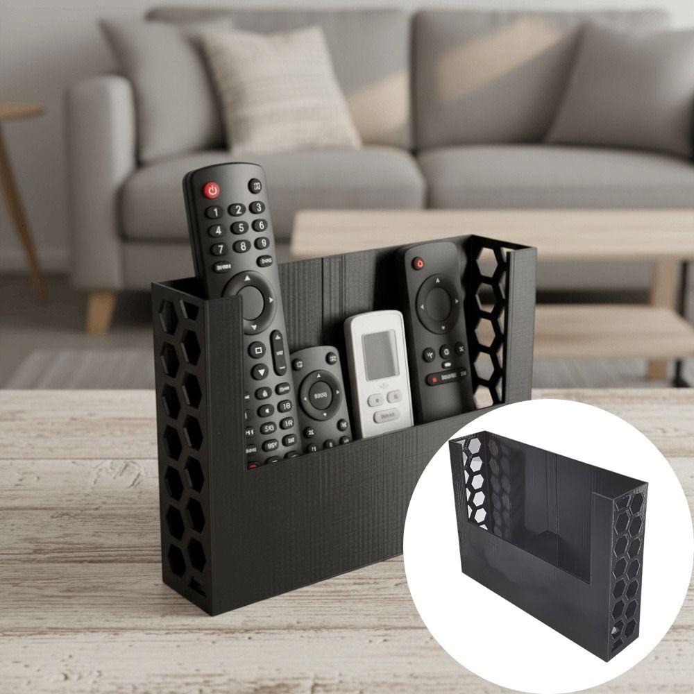 Black Color Remote Control Organizer Honeycomb Design Honeycomb Storage Box Living Room