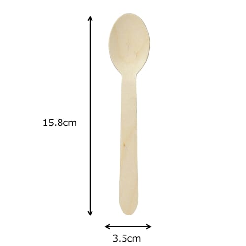 Yamato Bussan Disposable Wooden Spoons, 100 Count, 15.8cm, Promotes Business, Individually Wrapped for Hygiene, Eco-Friendly