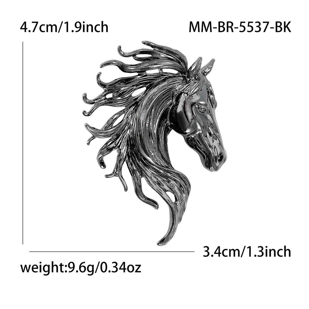 Luxury Glossy Horse Head Brooches Unisex Design Elegant Zodiac Animal Pins Fashion Style Horse Brooches New Year Gifts
