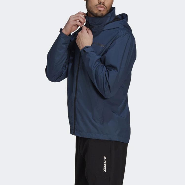 Adidas Terrex Waterproof Zipper Hooded Long Sleeve Jacket Men Jacket Blue GI7294