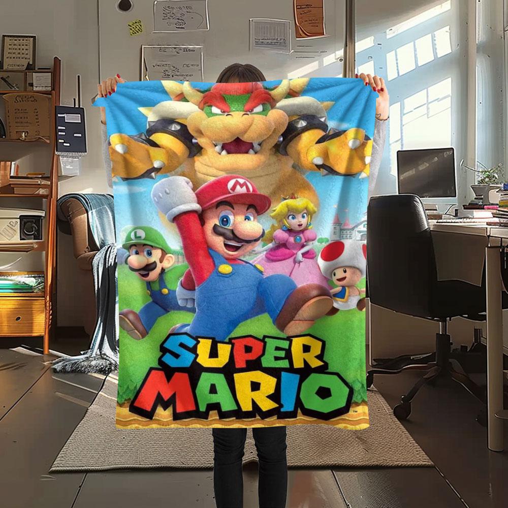 Super Mario Cartoon printing Flannel Blanket Bedroom Sofa Camping Warm blanket Gifts for family and friends-MJ009