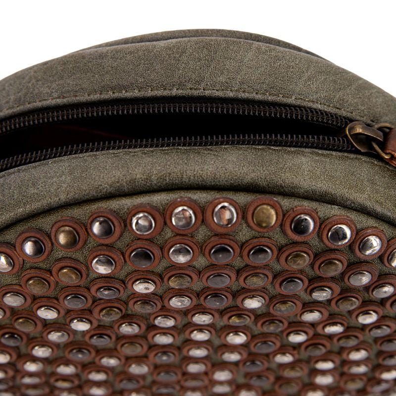 Sac à Bandoulière Clouté Rond Kaki Femme AUREN