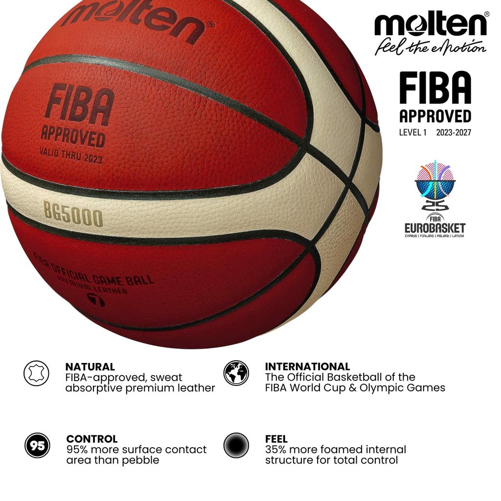 Molten Натуральный размер для общего колледжа, старшей школы и средней школы, международно сертифицированный, сертифицированный B6G5000 баскетбол, кожаный, 6, женский,