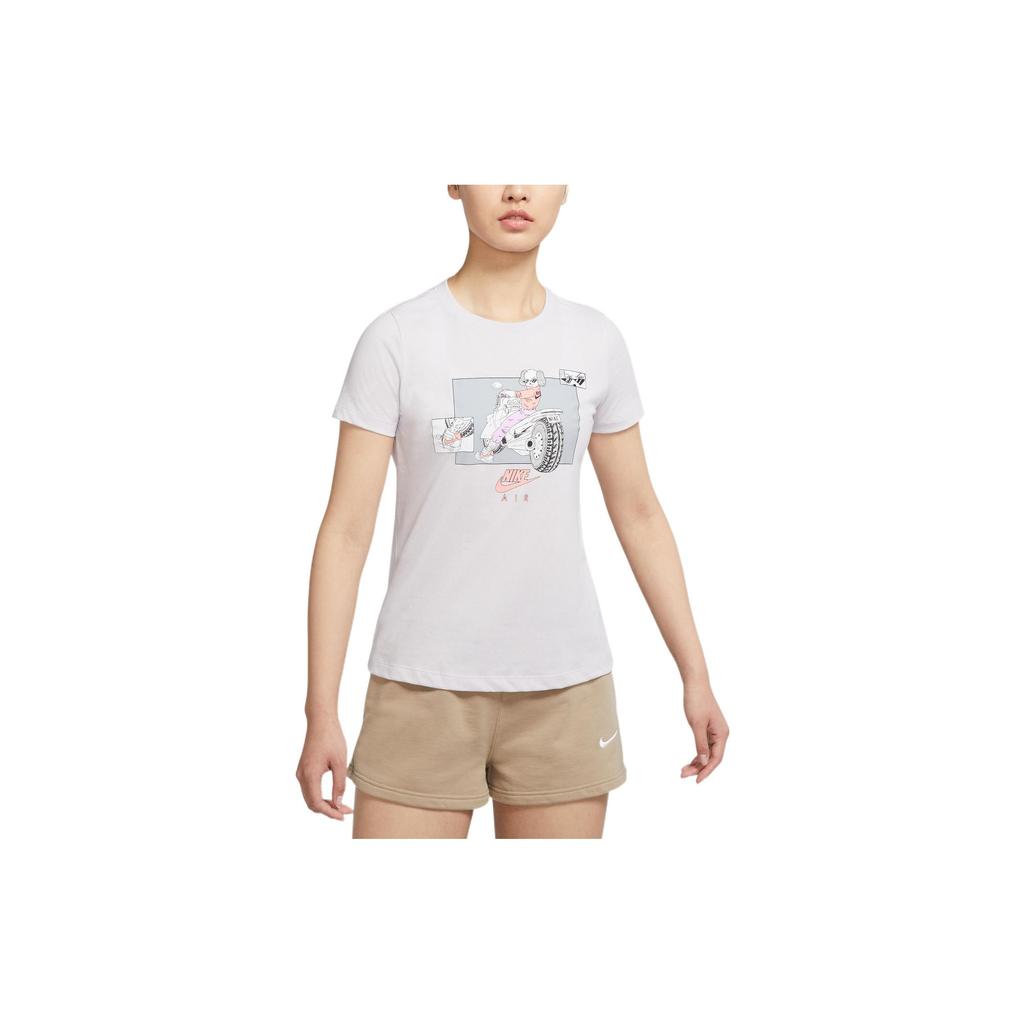Nike Cartoon Anime Pattern Logo Print Casual Lightweight Soft Round Neck Short Sleeve T-Shirt Women T-Shirt Light-Gray DQ3148-556