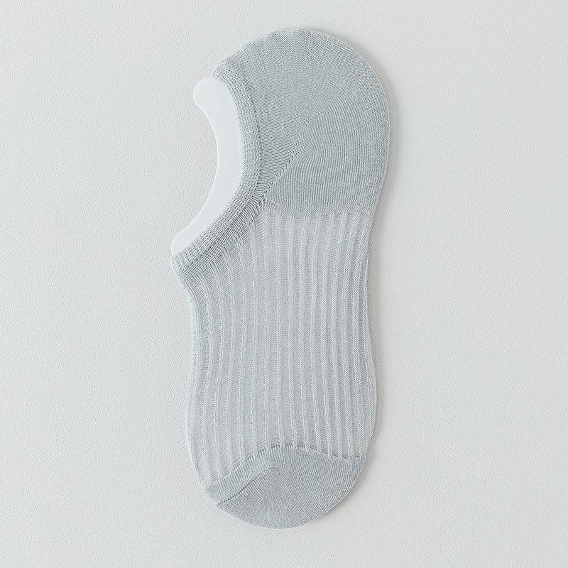 Женские летние тонкие дышащие сетчатые силиконовые нескользящие невидимые носки-лодочки с низким верхом и мелким вырезом