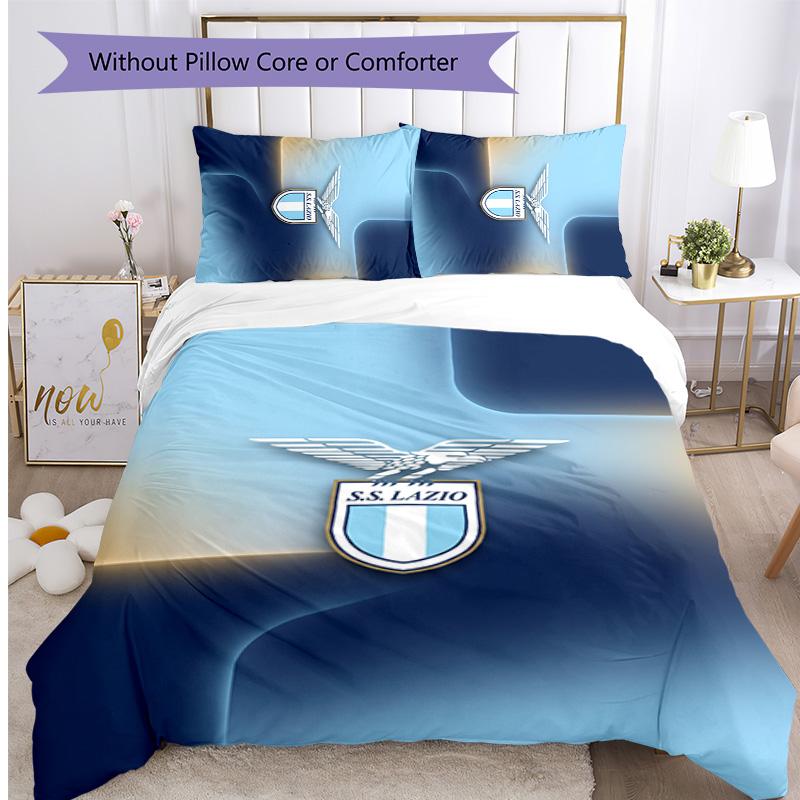 Lazio FC Printed 3PCS Bedding Set Breathable Duvet Cover with Pillowcases Decorative Bed Linen for Bedroom Home