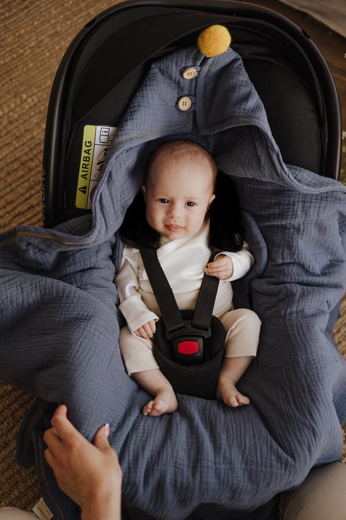 Muslin Wrap/Blanket For Car Seat Grey
