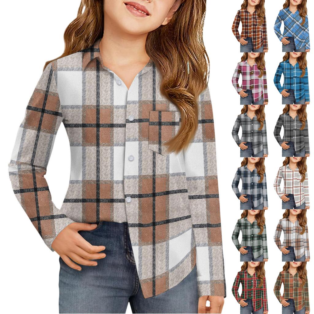 Girls' Button-Down Shirt - Long Sleeve Blouse