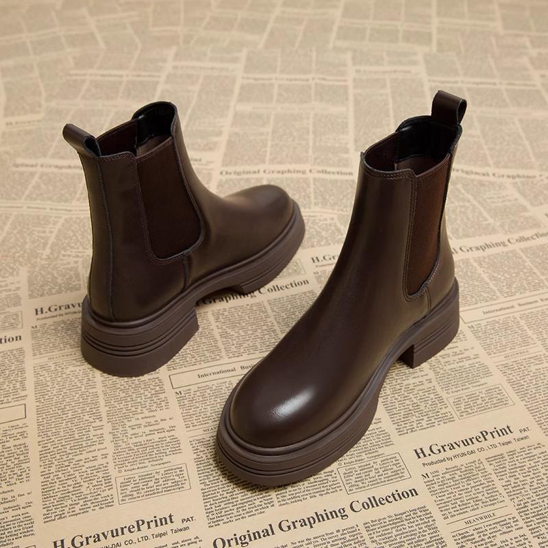 Soft leather version~ Chelsea boots women's 2025 new spring and autumn single boots super fire thick-soled thin short boots women's shoes cigare