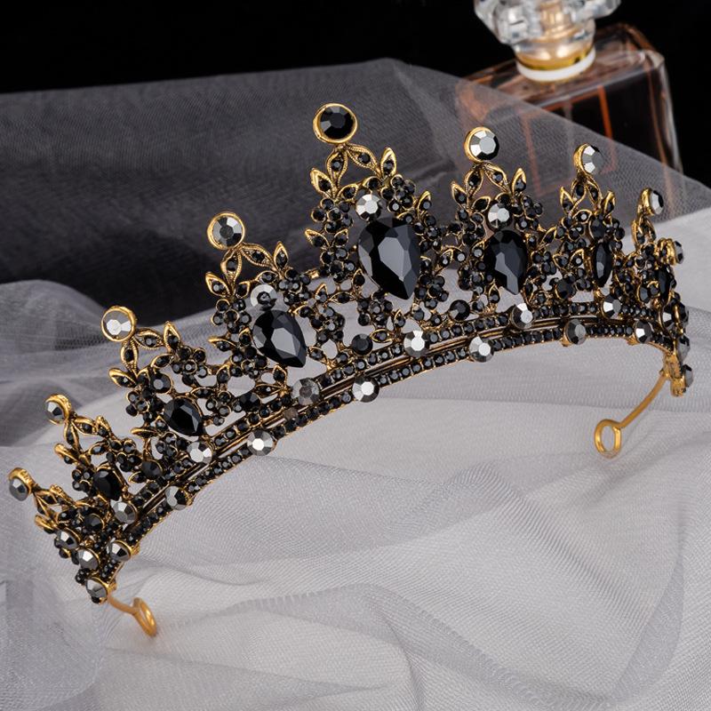 Свадебная корона в стиле барокко, новая ретро черная тиара, свадебное платье, свадебные аксессуары для волос, корона королевы на день рождения для взрослых