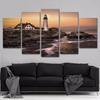 5 Panels Landscape Dusk Coast Lighthouse Canvas Painting Posters and Prints Wall Art Pictures Living Room Home Decor No Frame