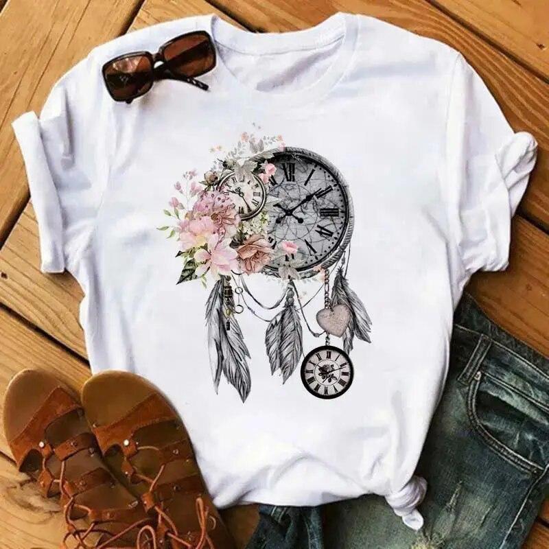 Fashion Dream Catcher T Shirt Women Unisex Harajuku Graphic Print T Shirt Fashion Crew Neck Short Sleeve Plus Size T Shirt Unisex