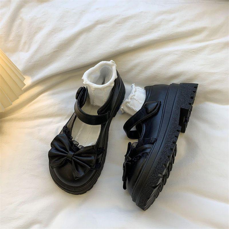 2025 новые туфли Мэри Джейн в японском стиле для колледжа женские на платформе с бантом jk с юбкой Лолита маленькие кожаные туфли одиночные