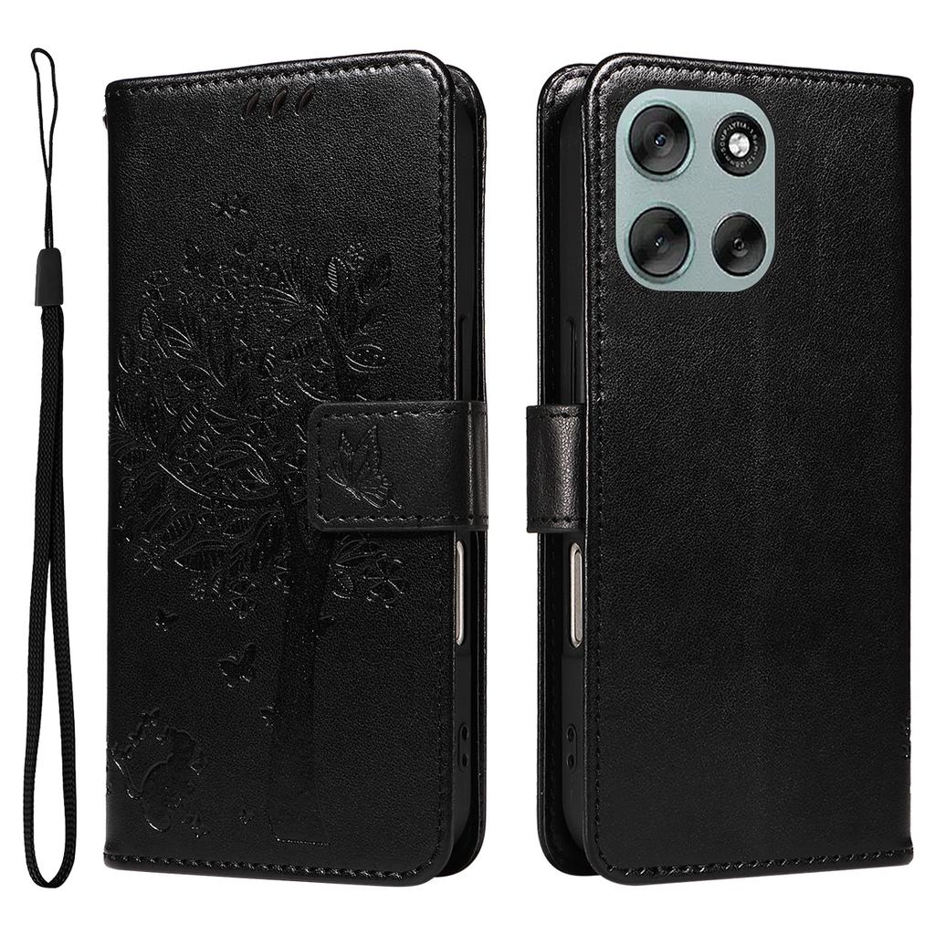 For Motorola Moto G56 5G Phone Case with Stand Cat Tree Pattern Leather Wallet Mobile Cover