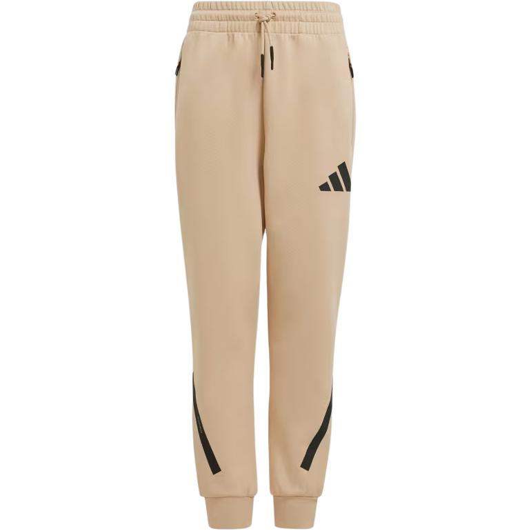adidas ЗНЕ. Зауженные джоггеры с принтом логотипа и кулиской для детей, низ, бежевые JF2492