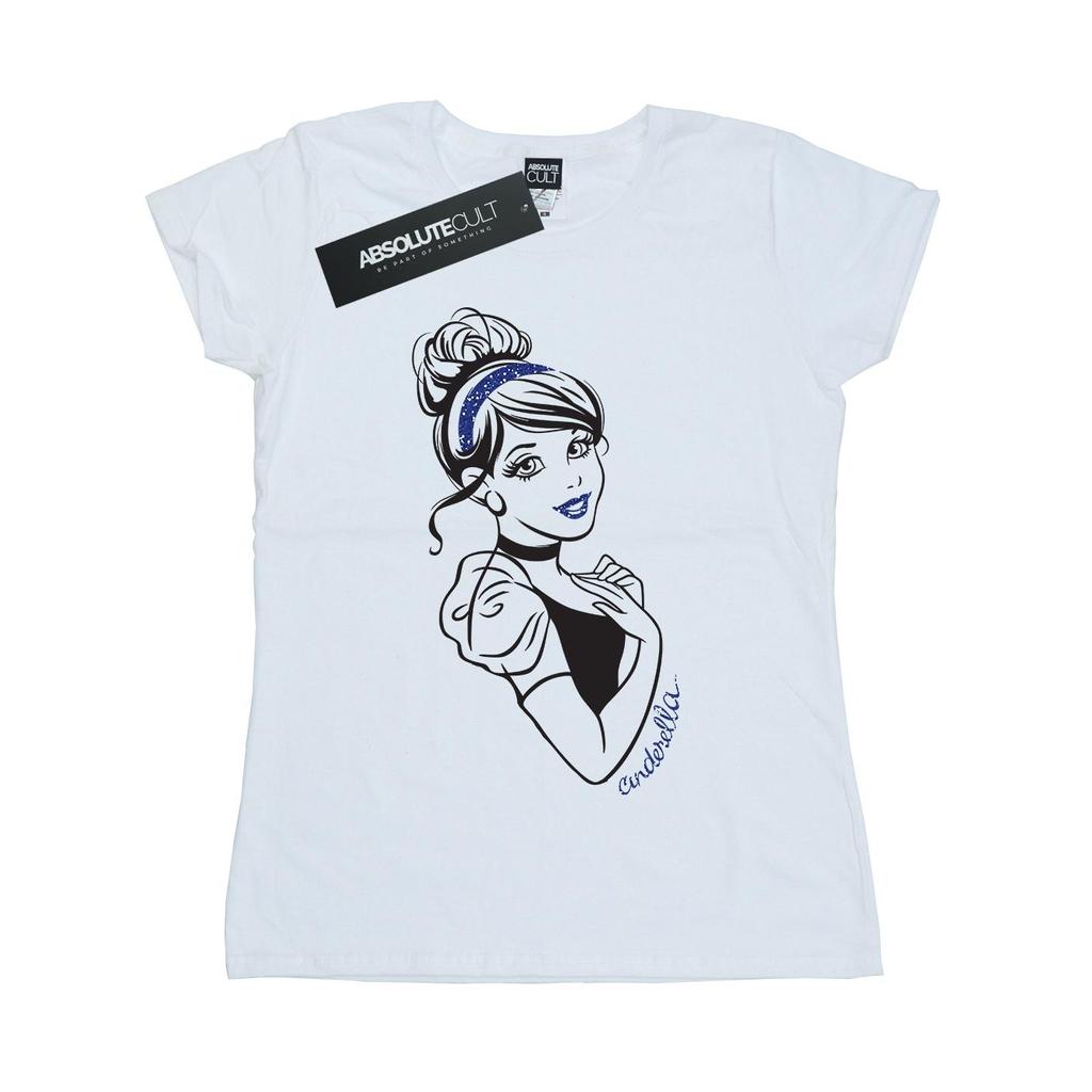 Disney Princess Womens/Ladies Cinderella Glitter Cotton T-Shirt