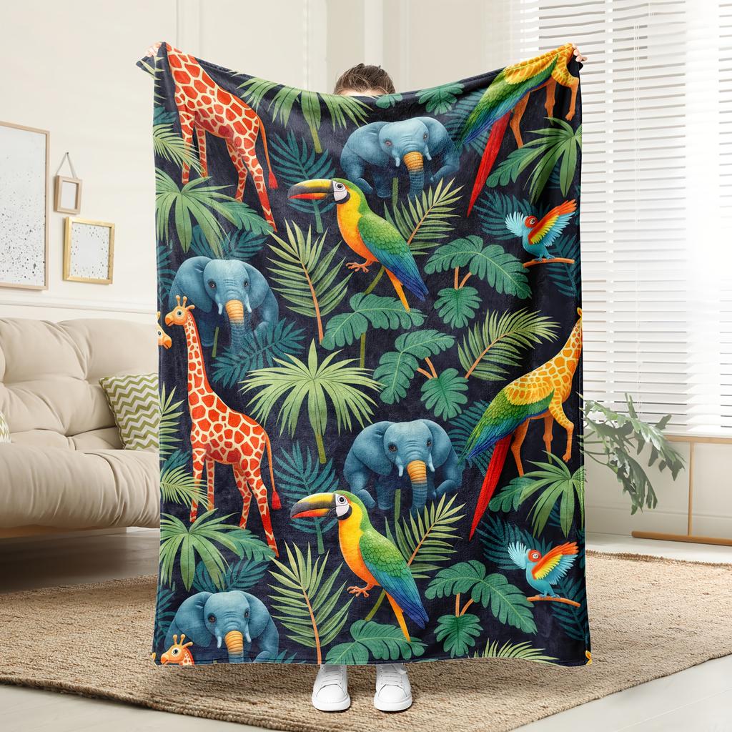 Soft High-Definition Tropical Animal Pattern Fleece Blanket, Soft, Breathable  Polyester, Perfect Gift, All-Season