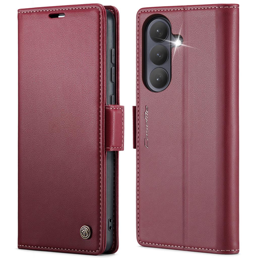 For Samsung Galaxy A37 5G Case CASEME 023 Series RFID Blocking Wallet Stand Glossy Litchi Texture Leather Phone Cover