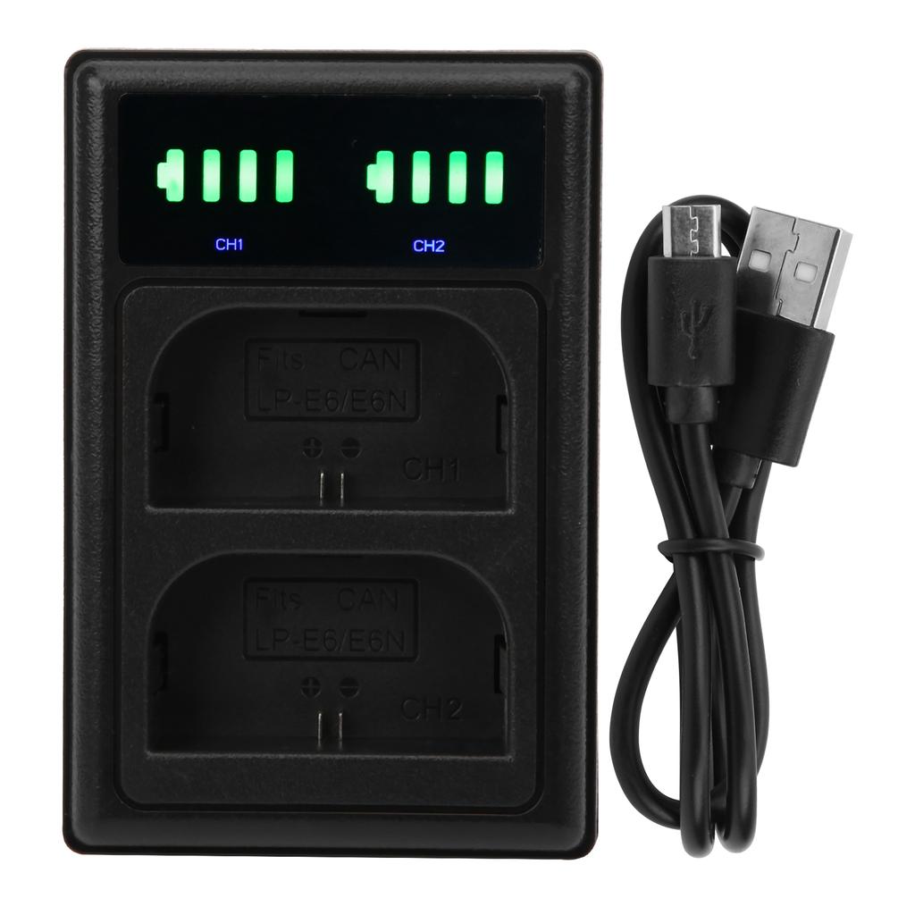 Micro TypeC Dual Port Camera Dual Display Dual Dock Charger for LPE6 E6N Camera Battery