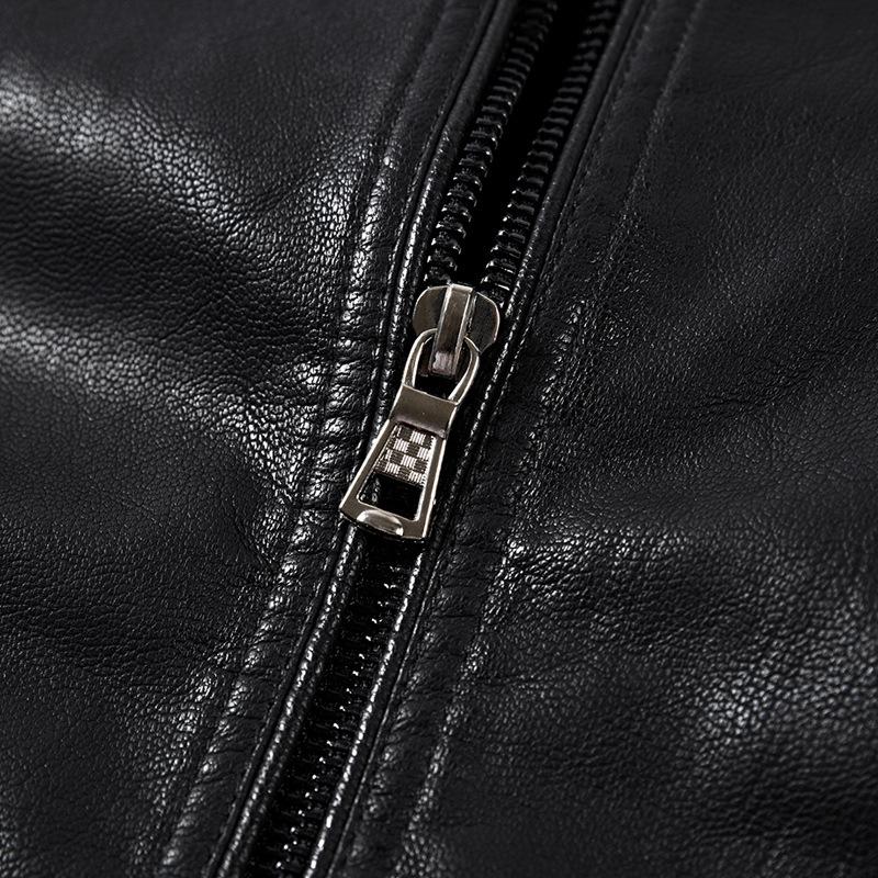 Men's Autumn and Winter New Men's PU Leather Jacket Short Stand Collar Youth Motorcycle Leather Jacket