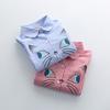 Children Turn-down Collar Embroidery Cartoon Cat Pattern Long Sleeve Shirts Blouse Outfits