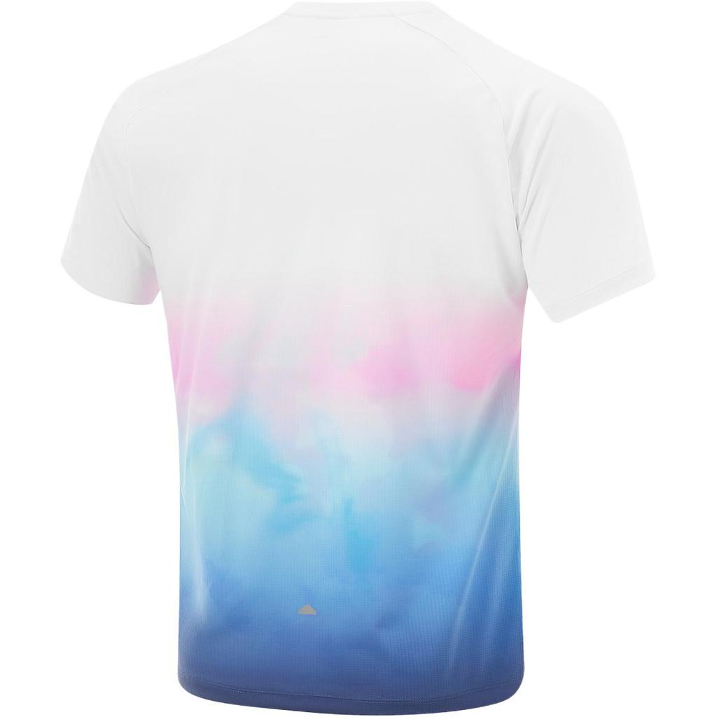 Li Ning Running Series Sport Casual Gradient Simple Round Neck Pullover Short Sleeve T-Shirt Men Tops Standard-White Sky-Blue Cool-Purple ATSV091-1