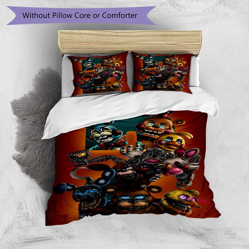 3pcs Duvet Cover Set (1*Duvet Cover + 2*Pillowcase, Without Core), Five Nights at Freddy's Print Bedding Set, Bedroom Decor, All‑Season, Birthday Gift