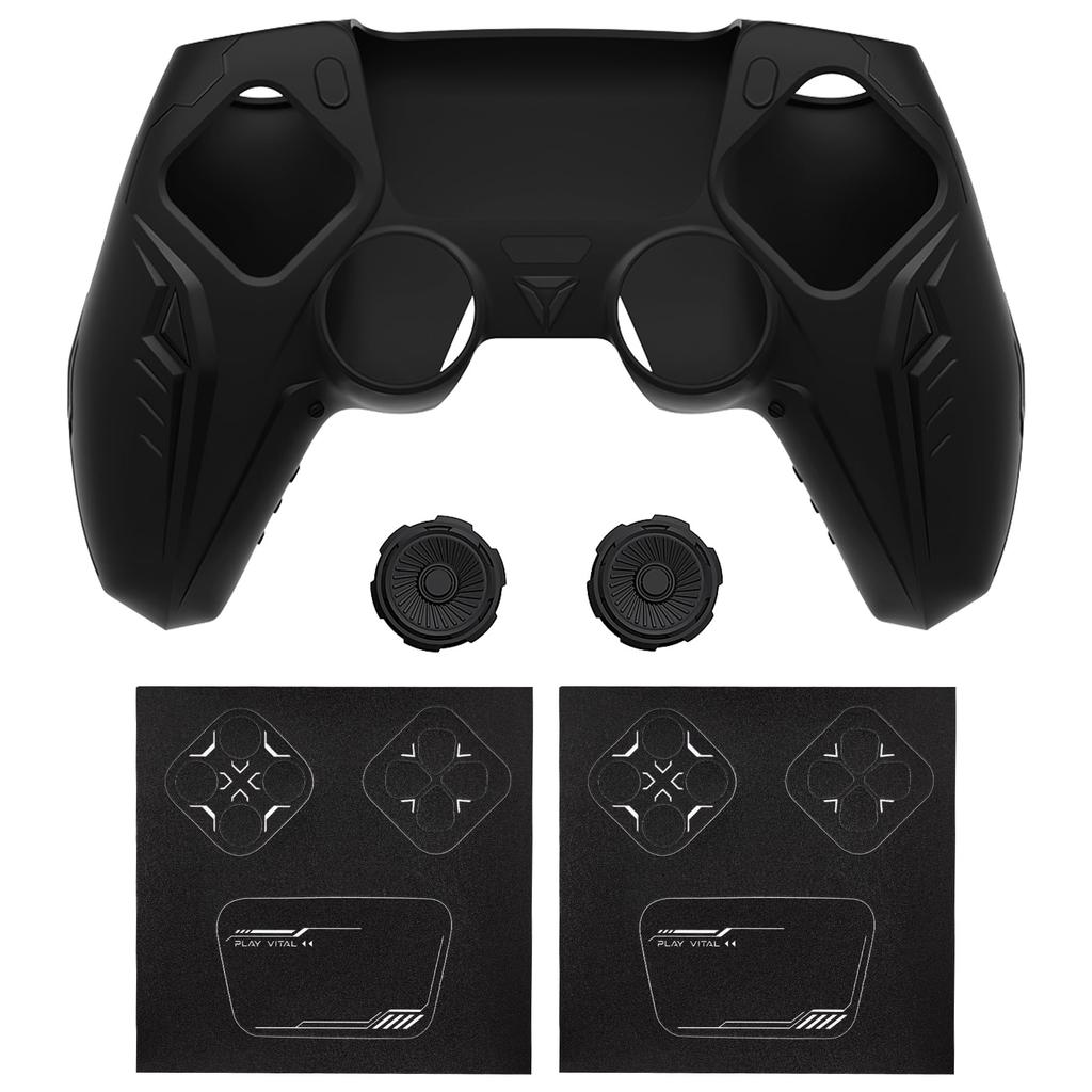 PlayVital Grip Cover for PS5 Premium Silicone Cover for Cyber Mecha Design Protective Cover for Compatible with PS5 Official Charging Dock with the