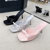 Temperament Black Bow High Heels Women's 2025 Summer New Versatile Thin Heel Women's Cool Slippers