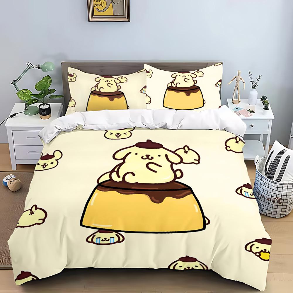 Cartoon Pom Pom Pudding Duvet Cover Queen King Size Bedding Set Adult Boys Girls Bedroom Decoration Children Gift Double 3 Pcs