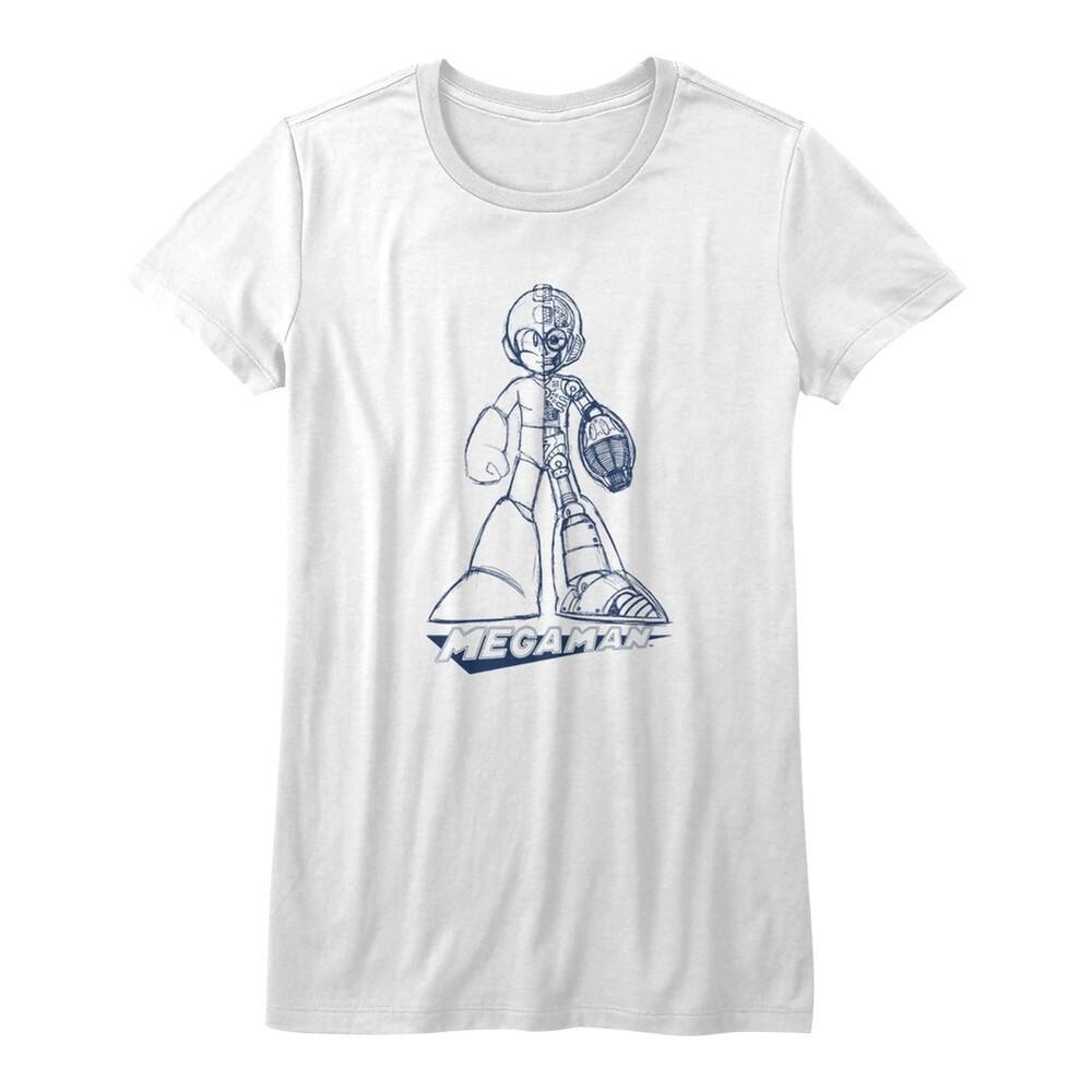 Mega Man Blueprint White Junior Women's T-Shirt