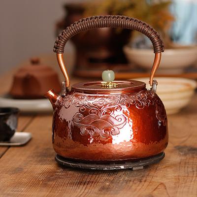 Большой медный чайник, винтажный чайник для кипячения воды, бытовой чайник без покрытия, фиолетовый медный чайник для кипячения воды, опрокидывающийся