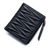 Genuine Sheepskin Luxury Quilted Leather Short Wallet for Women Korean Small Coin Purse Fashion Bifold Female Purse Card Holder