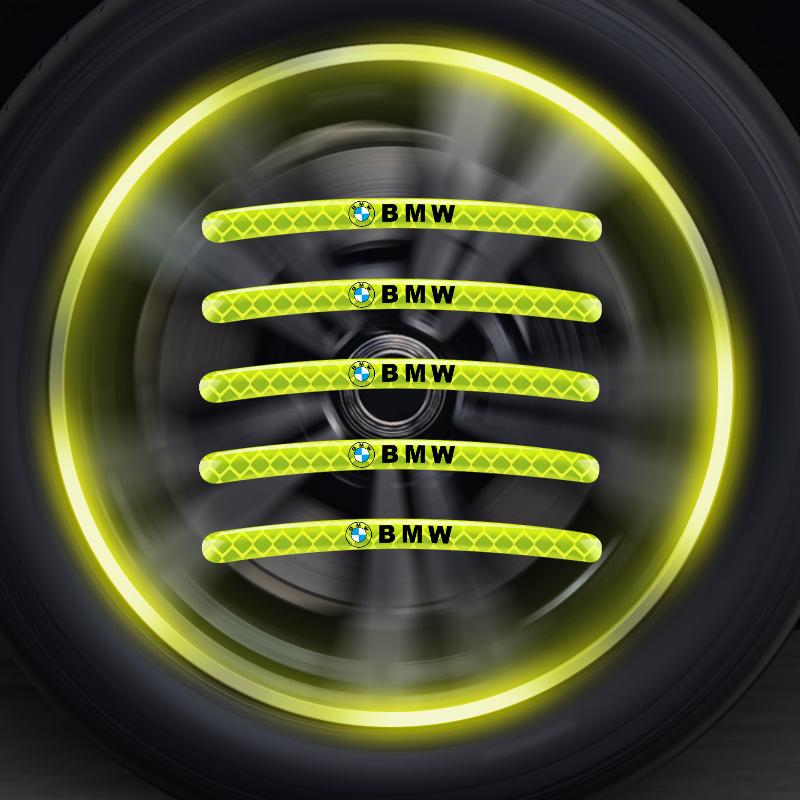 XSHTP1 Car Wheel Hub Sticker Reflective Night Driving Safety Luminous Sticker For BMW Performance F25 F26 F15 F16 E90 E91 E92 E60 E84