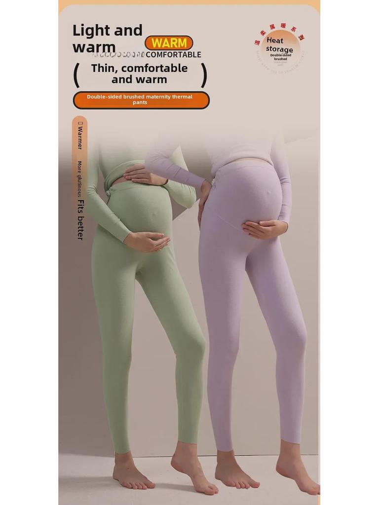 Теплые флисовые леггинсы большого размера для беременных женщин: Пижамные штаны подходят для раннего и позднего периода беременности, на осень и зиму