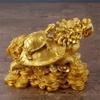 1 Статуэтка Драконочерепахи Фэн-шуй из смолы, золото/бронза, с монетой, богатство, украшение для дома/стола, животное, ювелирное изделие