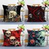 Luxurious Skull Pattern Pillow Case Plush Fabric Soft Double Sided Print Home Sofa High Quality Cushion Cover Throw